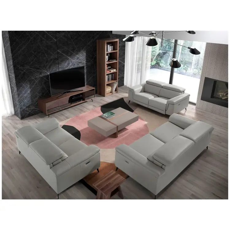 Диван 2-х местный с реклайнером 5319-2P-M5653 /6107 серый кожаный