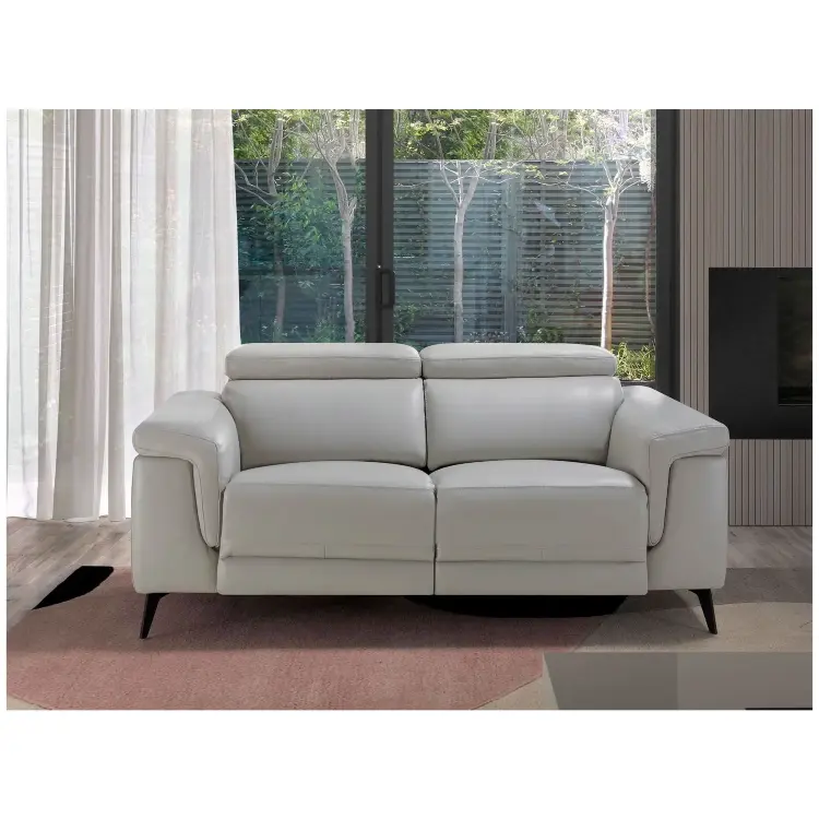 Диван 2-х местный с реклайнером 5319-2P-M5653 /6107 серый кожаный