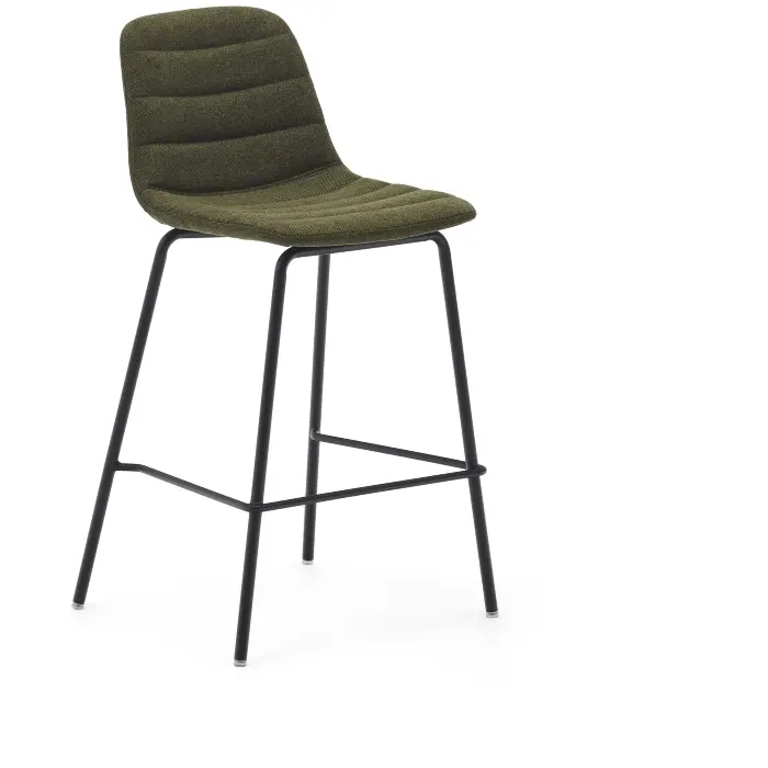 Полубарный стул Zunilda темно-зеленого цвета и стальной синели с матовой черной отделкой