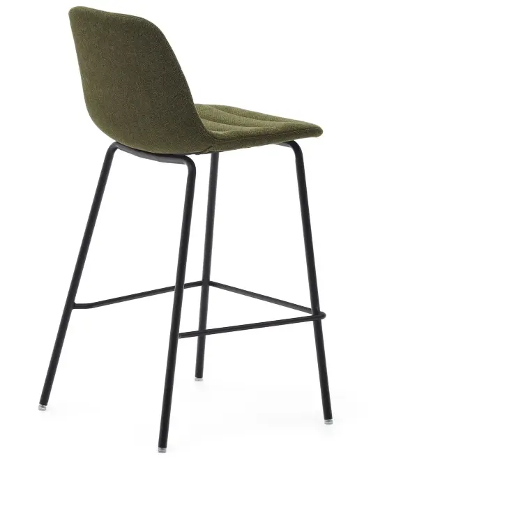 Полубарный стул Zunilda темно-зеленого цвета и стальной синели с матовой черной отделкой