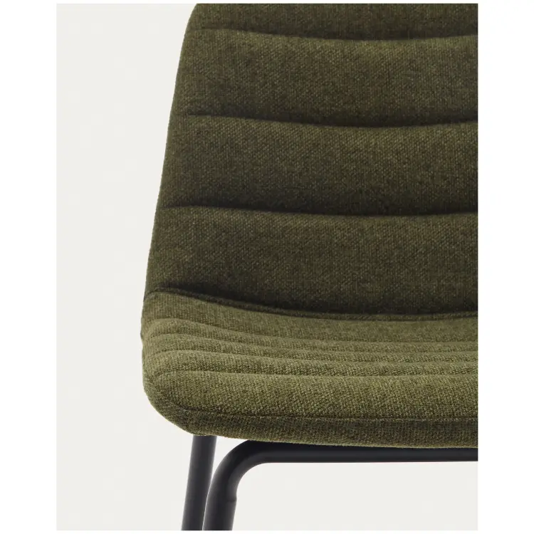 Полубарный стул Zunilda темно-зеленого цвета и стальной синели с матовой черной отделкой