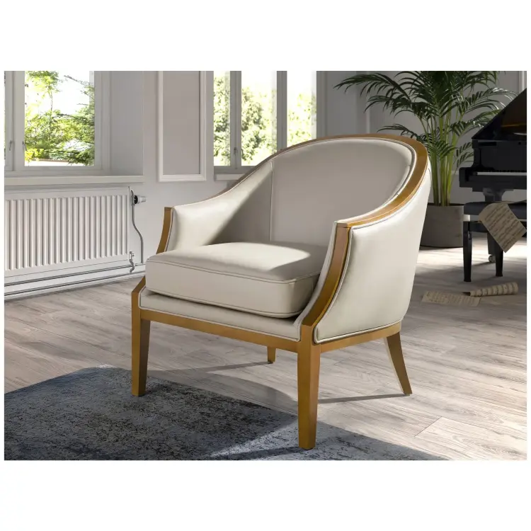 Кресло 5127/A856-T541011 из светло-серой кожи