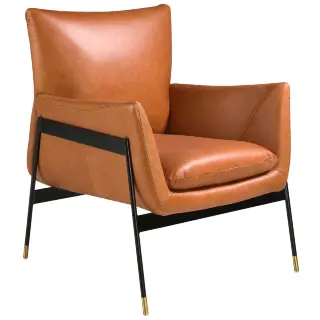 Кресло 5091/KF-A002-M2851 кожаное с черными стальными ножками