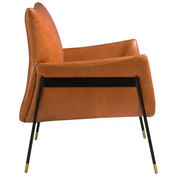 Кресло 5091/KF-A002-M2851 кожаное с черными стальными ножками