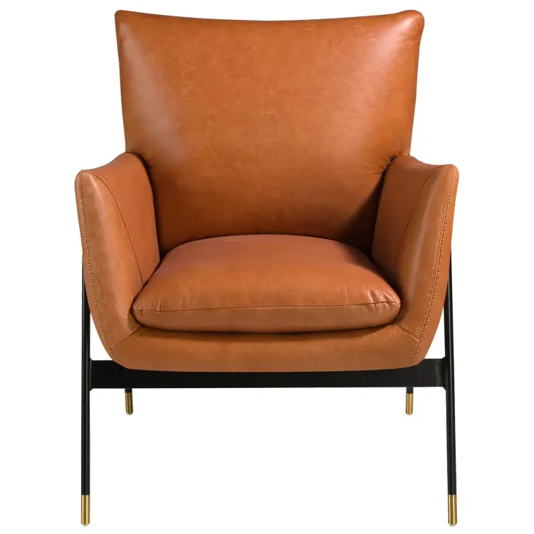 Кресло 5091/KF-A002-M2851 кожаное с черными стальными ножками