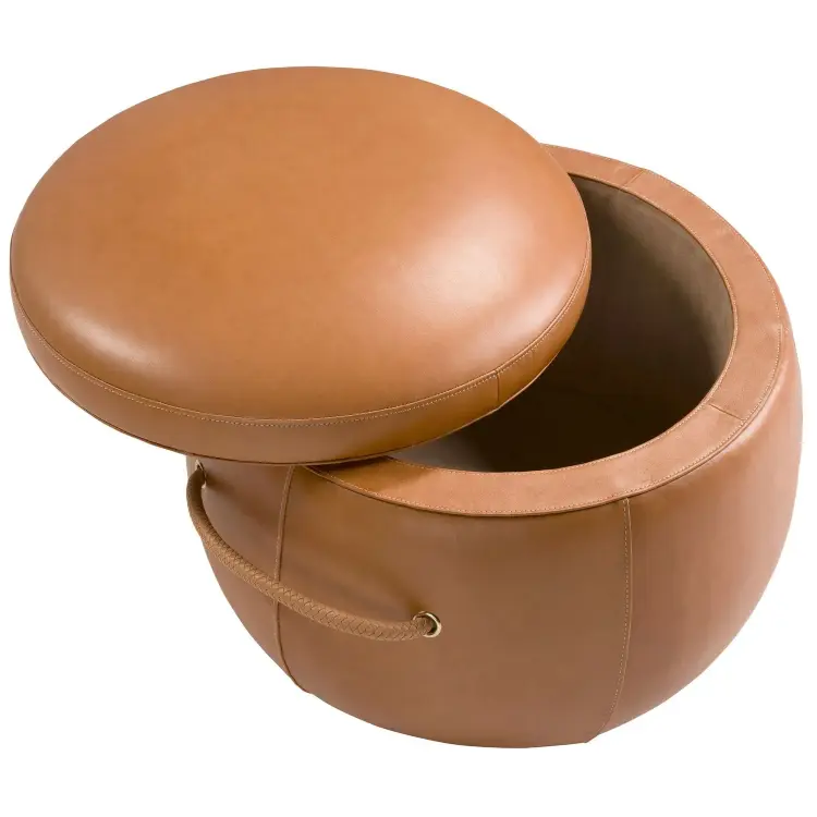 Пуф из кожи цвета Camel 5171