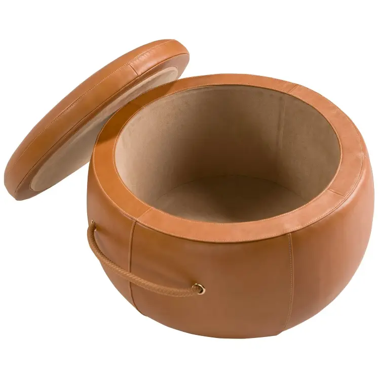 Пуф из кожи цвета Camel 5171