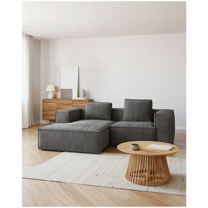 Диван 2х местный Blok левый шезлонг серый вельвет