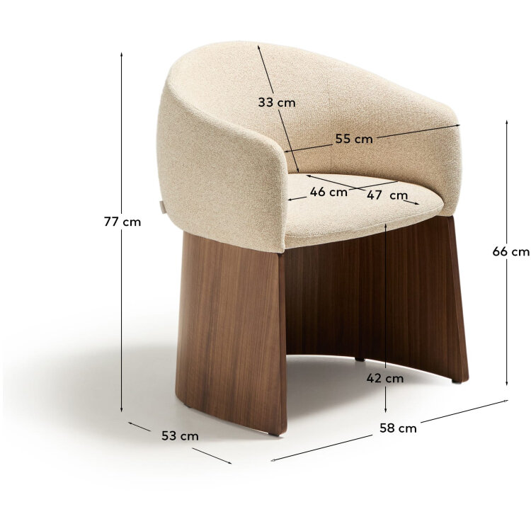 Стул Bosca из бежевого шенилла и орехового шпона