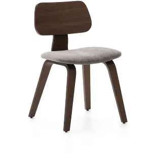 Стул Gena из бежевого шенилла с каркасом из шпона ореха и каучукового дерева