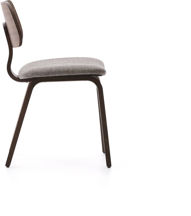 Стул Gena из бежевого шенилла с каркасом из шпона ореха и каучукового дерева