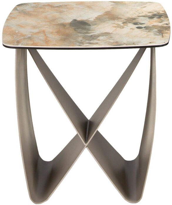 Квадратный угловой столик 2145 из керамики и серо-коричневой стали