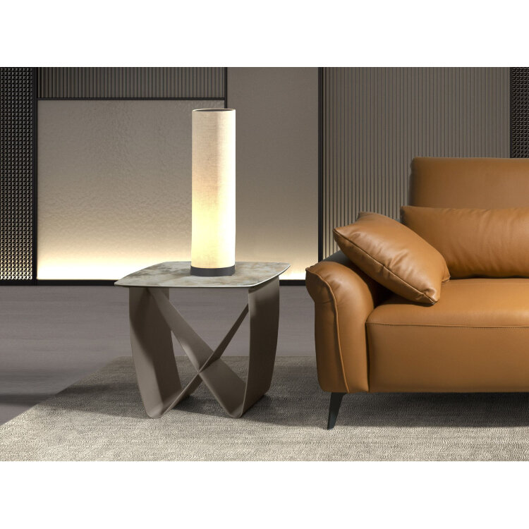 Квадратный угловой столик 2145 из керамики и серо-коричневой стали