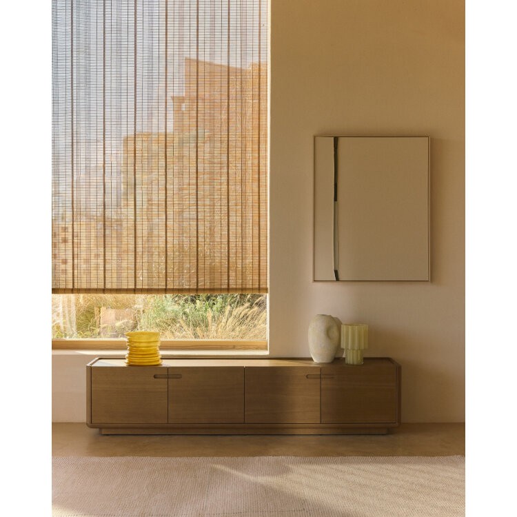 Тумба под ТВ Arelida из дубового шпона и массива дуба светло-коричневаф, 200 x 44 см