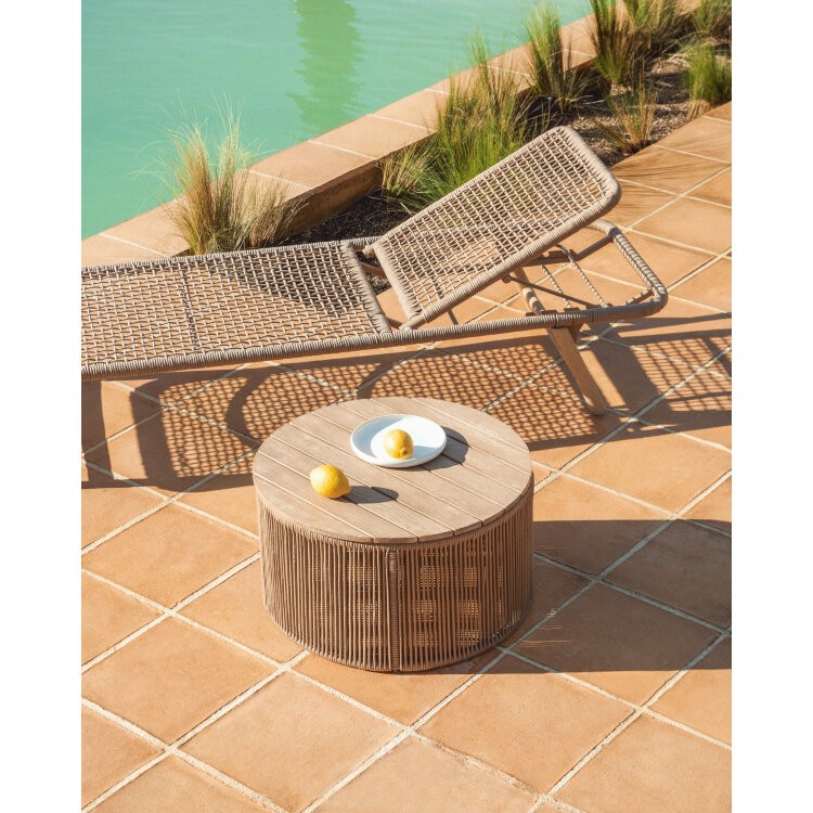 Dandara Журнальный столик из стали и бежевого шнура 60 см