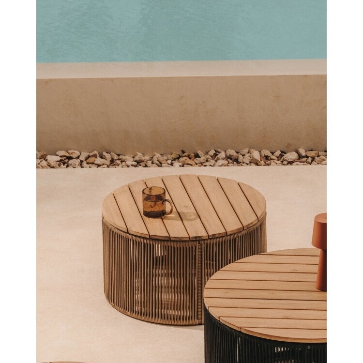 Dandara Журнальный столик из стали и бежевого шнура 60 см