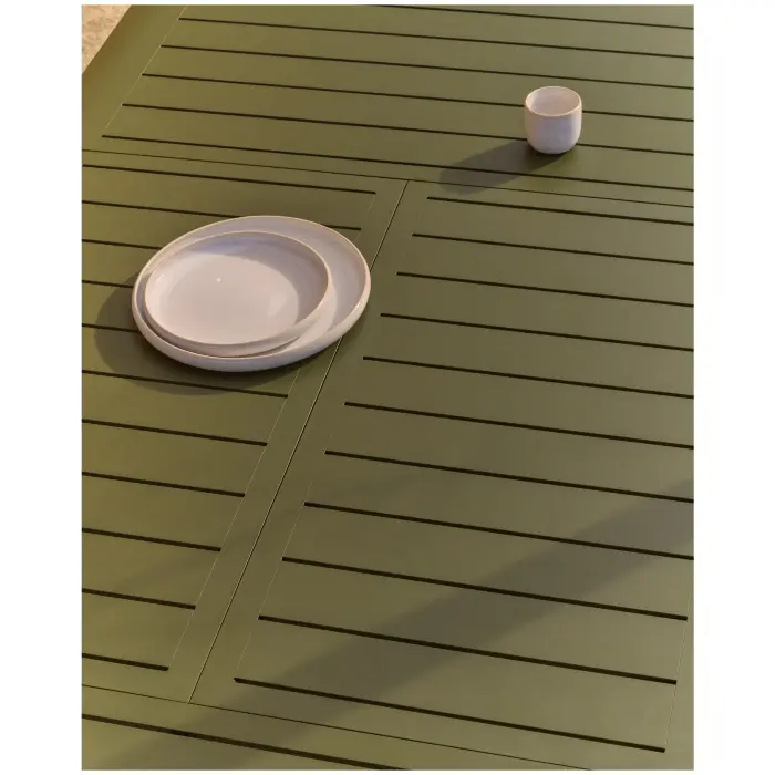 Раздвижной уличный стол Brela из зеленого алюминия, 205(287) x 100 см