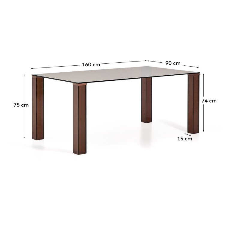 Стол Adularia из коричневого закаленного стекла 160 x 90 см