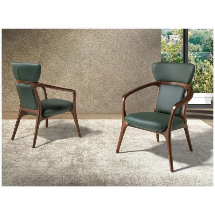 Кресло 5180 из темно-зеленой экокожи