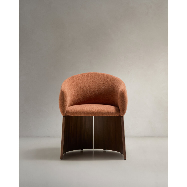 Стул Bosca из терракотовой синели и шпона ореха
