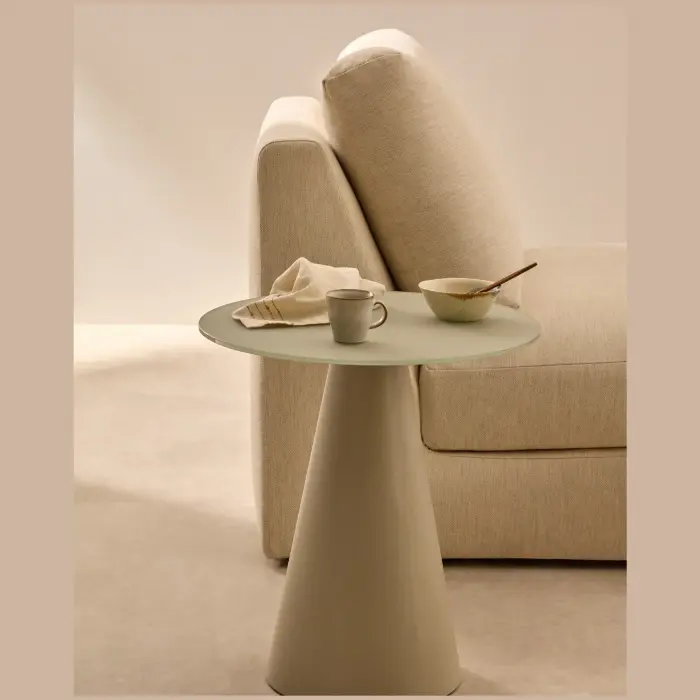 Журнальный столик Wilshire из матового стекла и стали матово-серый Ø50 см