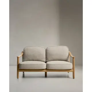 Уличный 2-х местный диван Elunda из тикового дерева и бежевой веревки