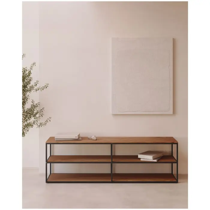 Yoana Тумба под TV из дубового шпона и белого металла 160 x 50 см