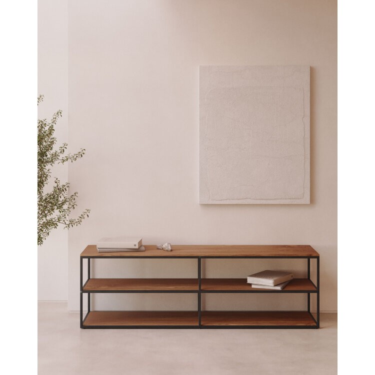 Yoana Тумба под TV из дубового шпона и белого металла 160 x 50 см