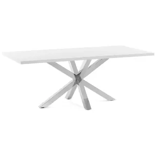 Лакированный стол Arya белый на хромированных ножках 200x100