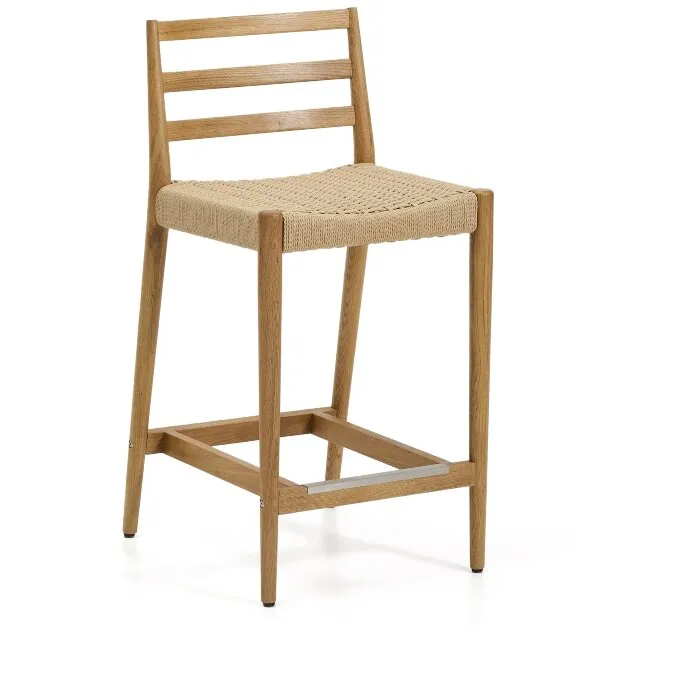 Полубарный стул Analy из массива дуба в натуральной отделке и веревочным сиденьем 65 см
