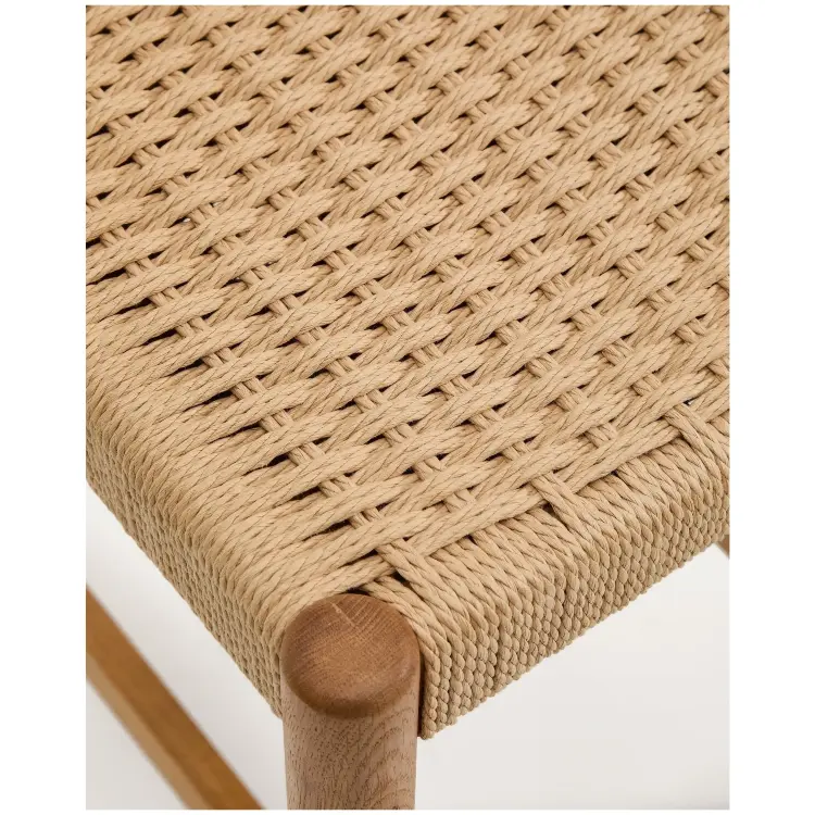 Полубарный стул Analy из массива дуба в натуральной отделке и веревочным сиденьем 65 см