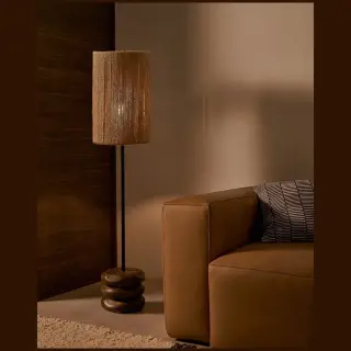 Торшер Kor из джута и акации в темной отделке