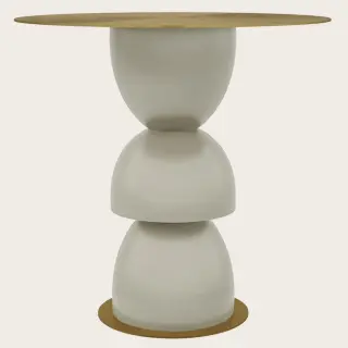 Столик Metric с круглой столешницей, латунный металл, бежевый