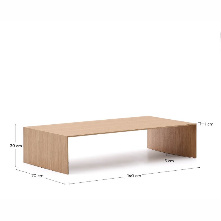 Litto Журнальный столик из шпона дуба натурального цвета 140 x 70 см