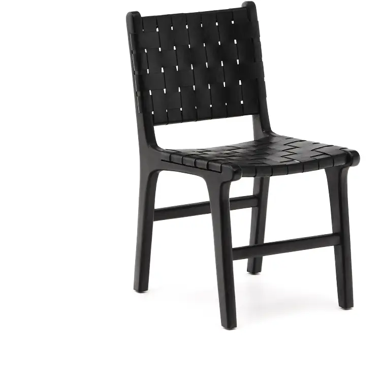 Стул Calixta из кожи и красного дерева с черной отделкой