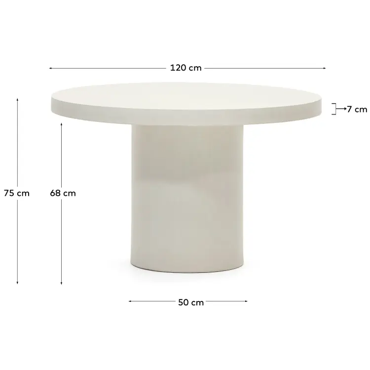 Aiguablava Круглый стол из белого цемента Ø 120 см