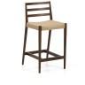 Полубарный стул Analy из массива дуба в отделке орех и веревочным сиденьем 65 см