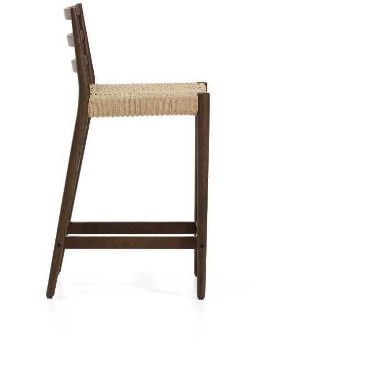 Полубарный стул Analy из массива дуба в отделке орех и веревочным сиденьем 65 см