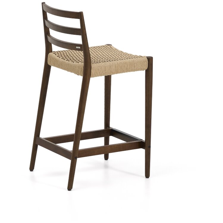 Полубарный стул Analy из массива дуба в отделке орех и веревочным сиденьем 65 см