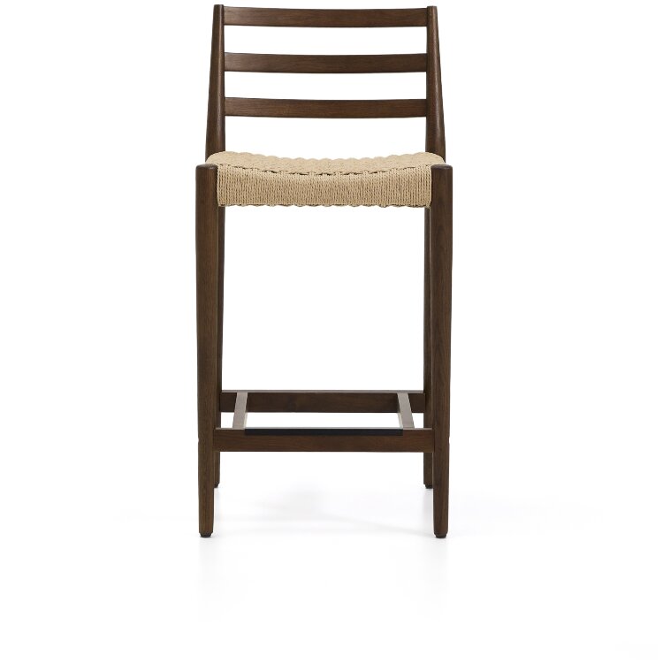 Полубарный стул Analy из массива дуба в отделке орех и веревочным сиденьем 65 см