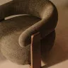 Granite Кресло из зеленого шенилла и массива ясеня в отделке орех