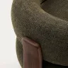 Granite Кресло из зеленого шенилла и массива ясеня в отделке орех