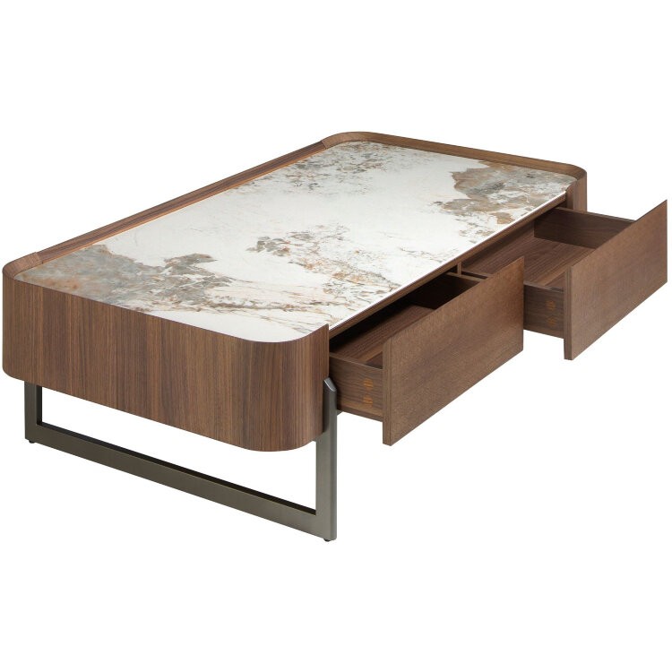 Прямоугольный журнальный стол 2131/437-D из ореха и керамики