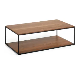 Yoana Журнальный столик из орехового шпона и черного металла 110 x 60 см