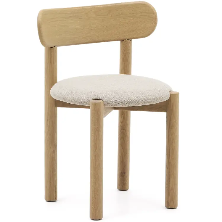 Стул Nebai из бежевой синели с каркасом из массива дуба и натуральной отделкой FSC MIX Credit