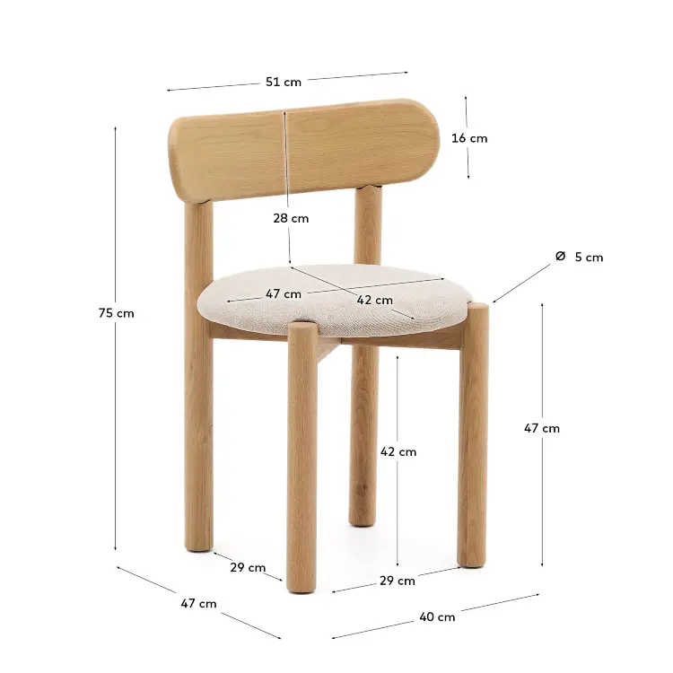 Стул Nebai из бежевой синели с каркасом из массива дуба и натуральной отделкой FSC MIX Credit