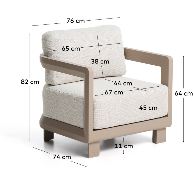 Уличное кресло Nerano из алюминия цвета таупе