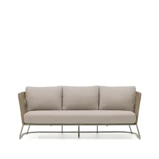 Трехместный уличный диван Saconca из бежевой веревки и стали, 189 см