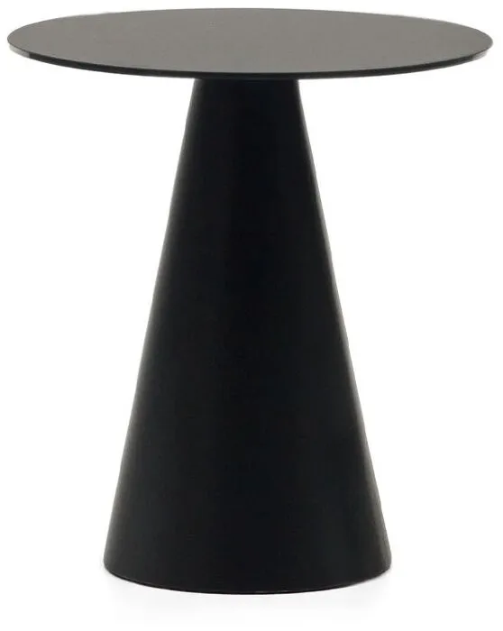 Приставной столик Wilshire из закаленного стекла и металла с матовой черной отделкой, Ø 50 см