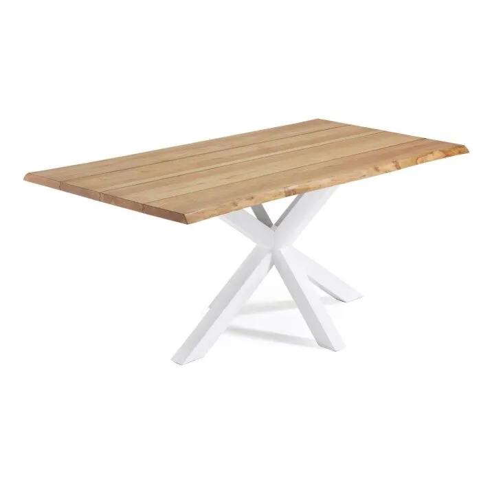 Argo Стол с дубовым шпоном натурального цвета и стальными ножками с белой отделкой 160 x 90 см